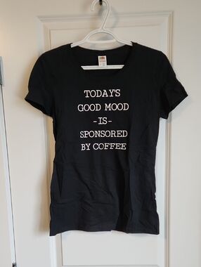 Black Graphic Tee - "Today's Good Mood Is Sponsored By Coffee"